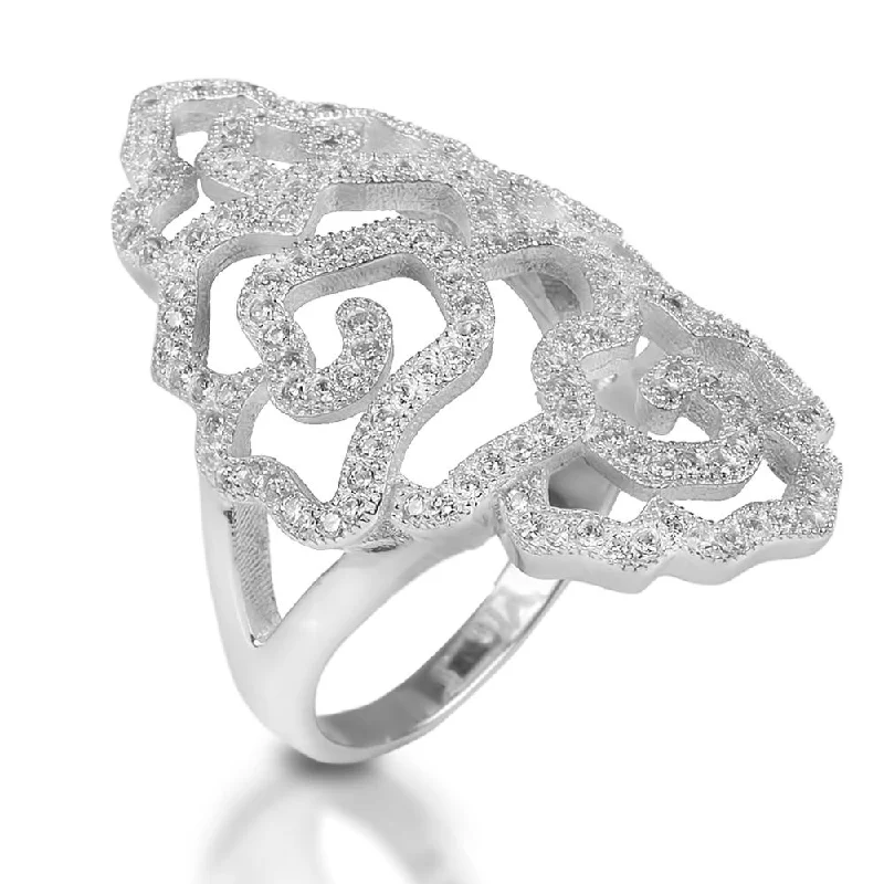 women's men's style rings-Desert Rose Rhodium Ring