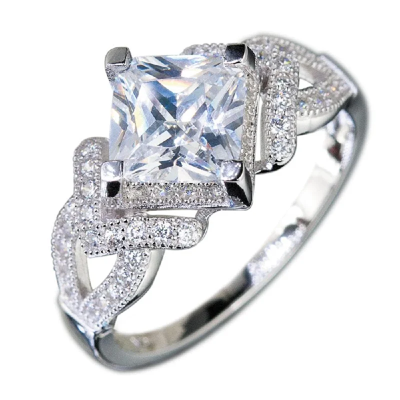 women's men’s style engagement rings-Palermo Rhodium Ring