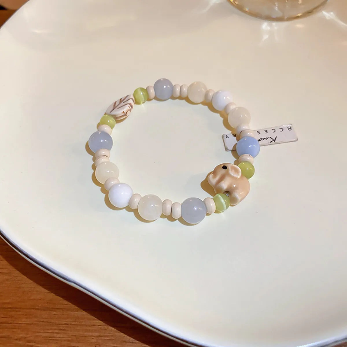 Opal Leaves Elephant Stretch Bracelet