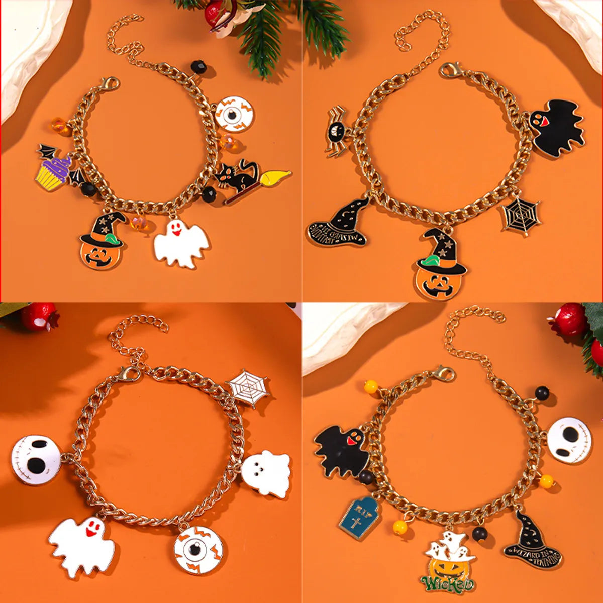 women's layered bracelets-Simple Style Pumpkin Cat Alloy Wholesale Bracelets