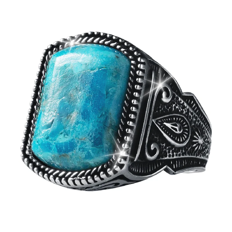 women's infinity symbol rings-Turquoise Knight Men's Ring