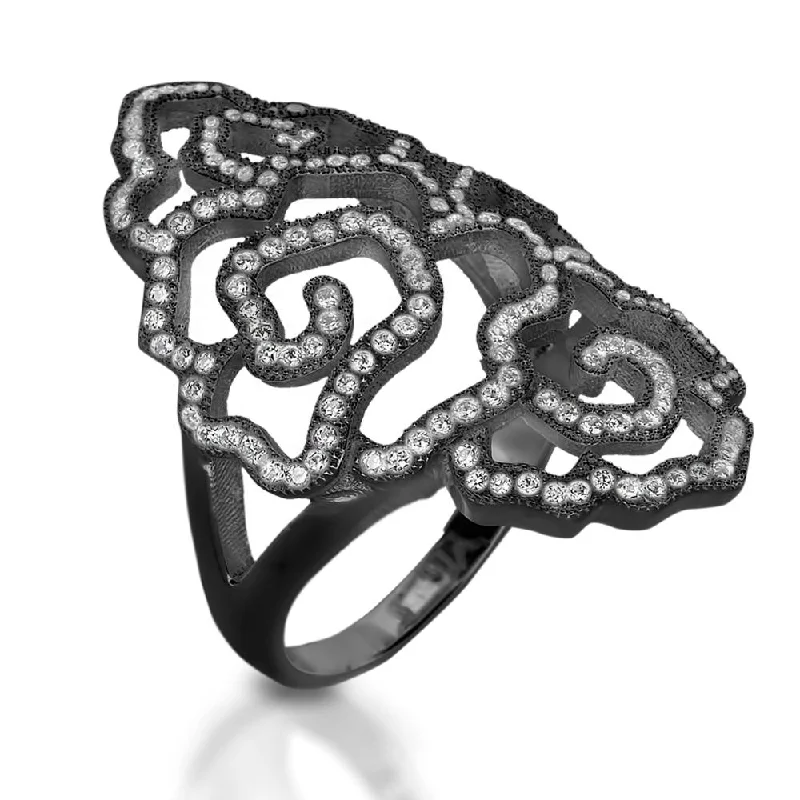 women's zodiac rings-Desert Rose Black Rhodium Ring