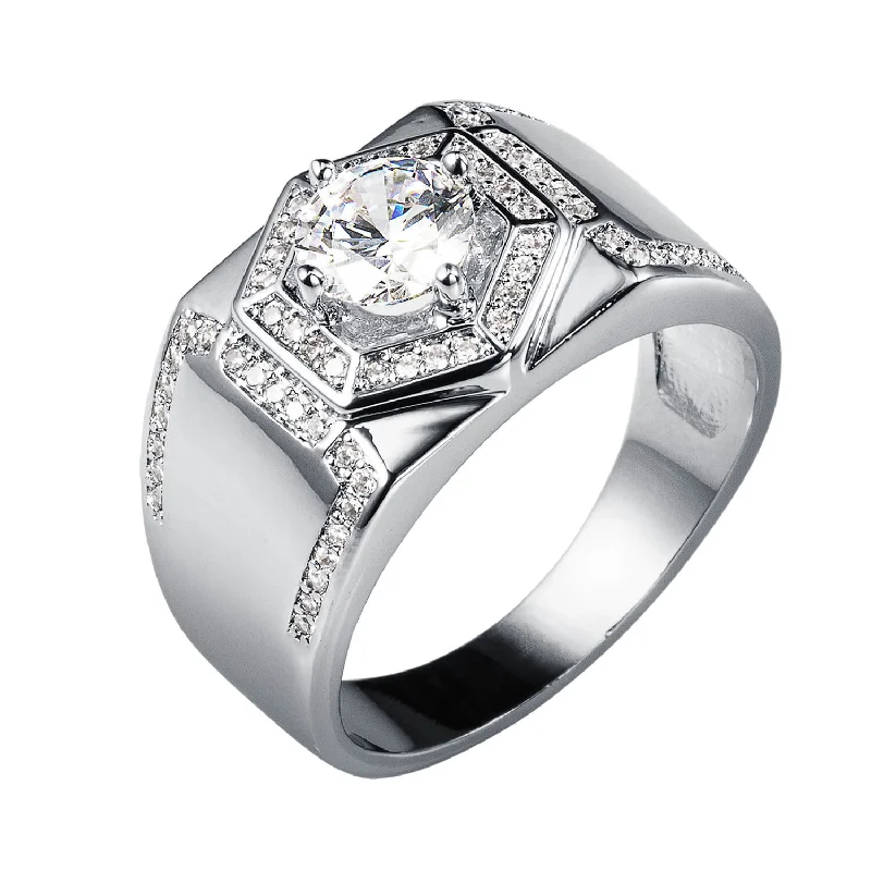 women's cushion cut rings-Refined Legacy Rhodium Ring