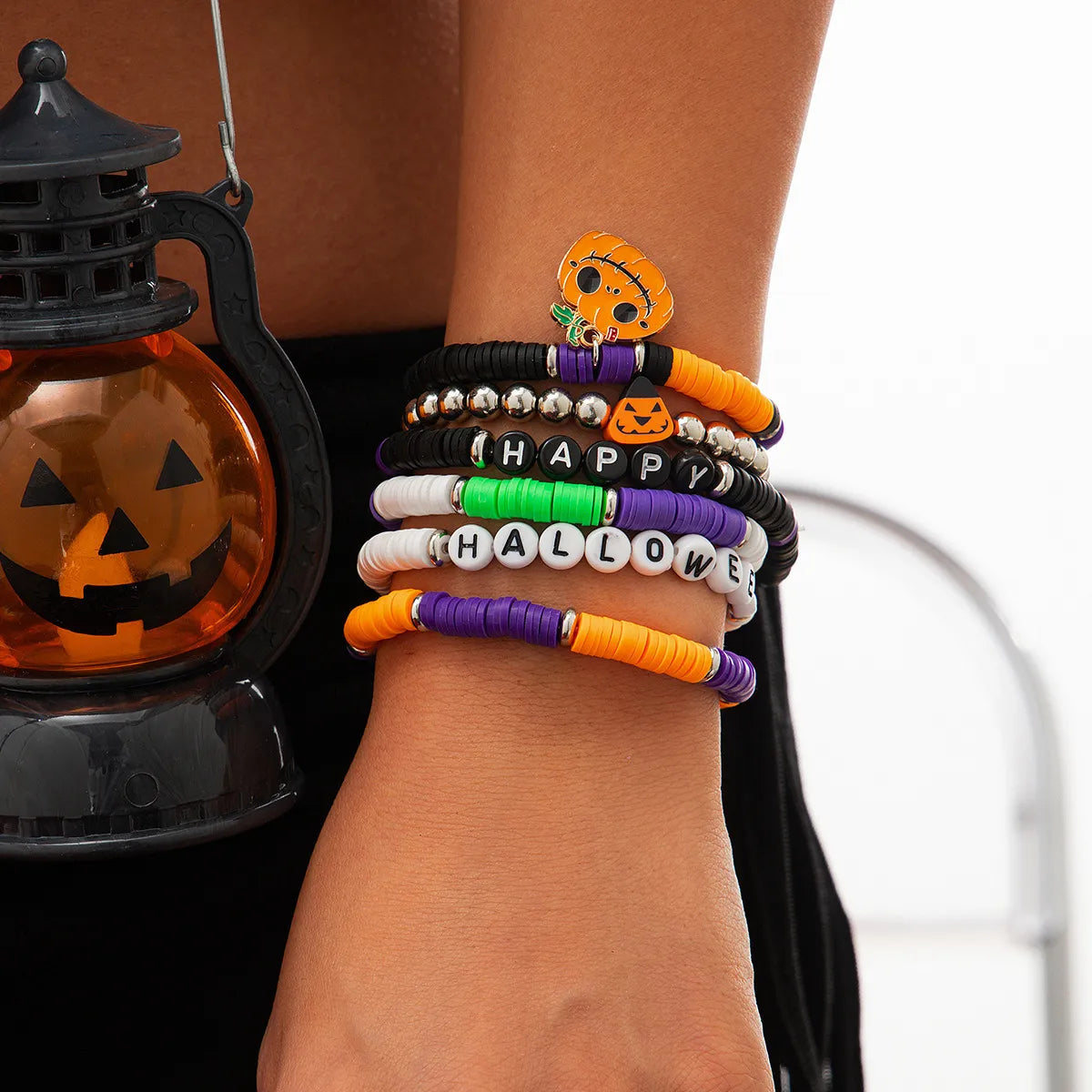 women's leather bangles-Cute Pumpkin Letter CCB Arylic Soft Clay Wholesale Bracelets