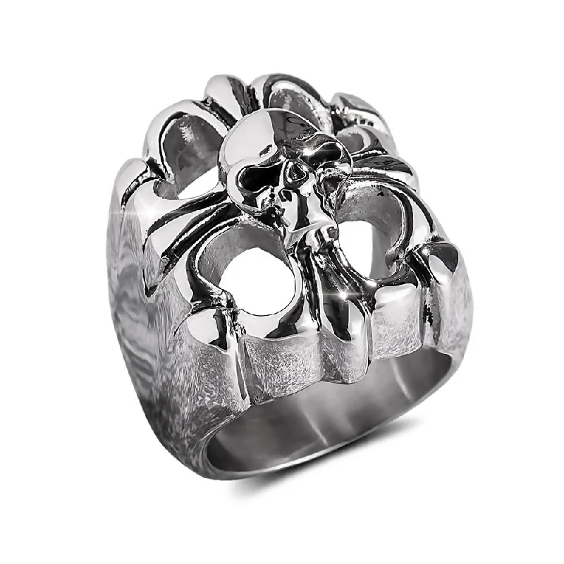 women's infinity symbol rings-Steel Skull Arena Ring