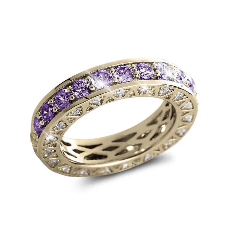 women's gemstone rings-Portofino Amethyst Eternity Ring