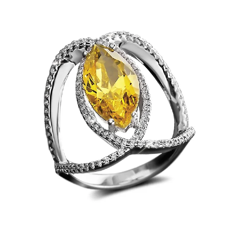 women's bold statement rings-Curvela Marquise Ring