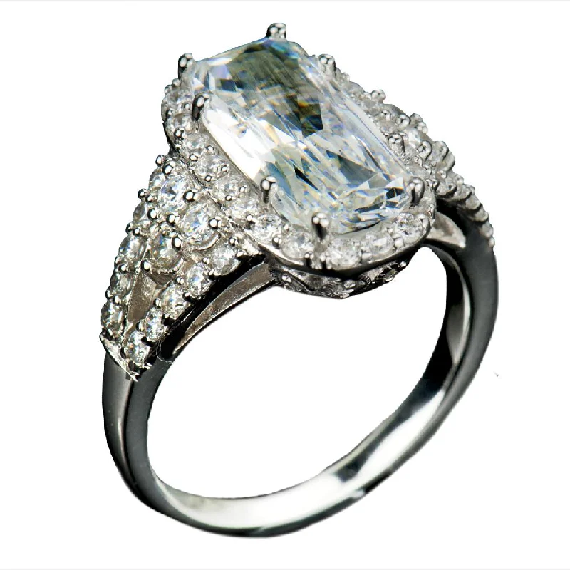 women's stackable gemstone rings-Glacier Rhodium Ring