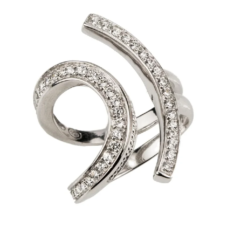 women's men’s style engagement rings-Lola Ring Rhodium