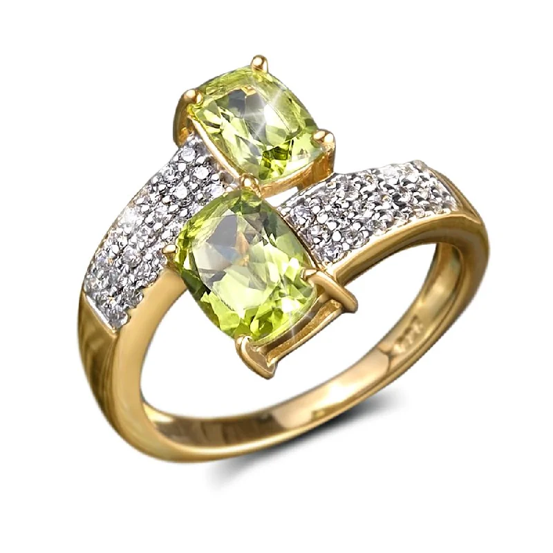 women's engagement ring sets-Peridot Hug Ring