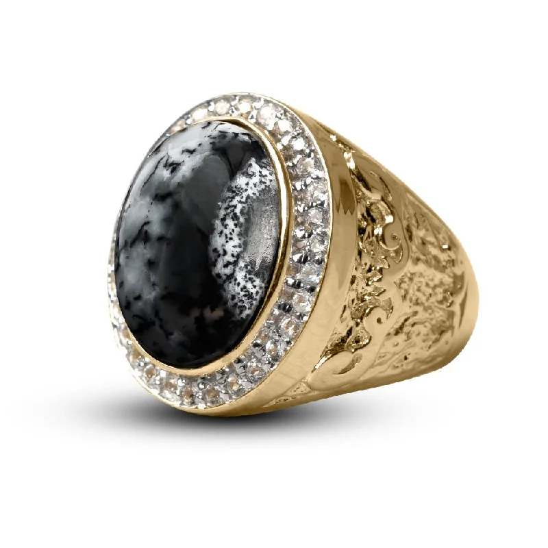 women's sapphire engagement rings-Men's Dendrite Opal Ring