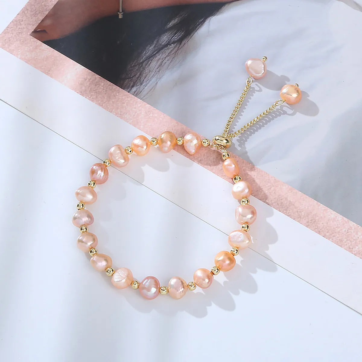 women's birthstone bracelets-Elegant Geometric Pearl Beaded Bracelets