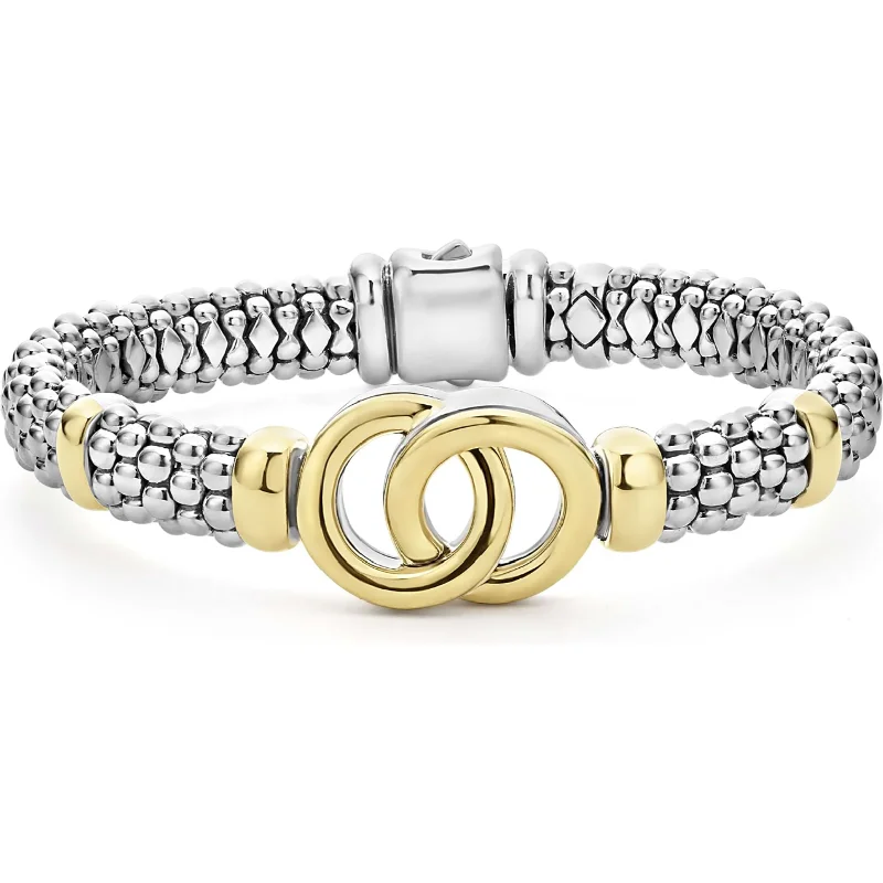 women's romantic bracelets-Lagos 18k Gold & Sterling Silver Interlocking Bracelet