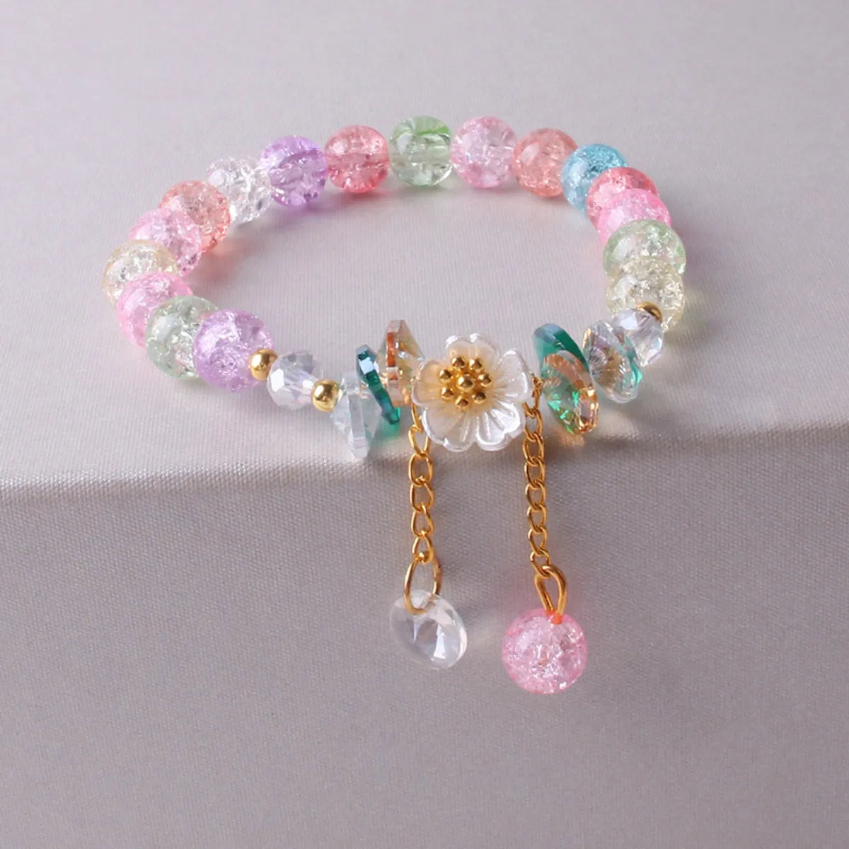 women's tennis bracelets-Fashion Flower Glass Beaded Women'S Bracelets 1 Piece