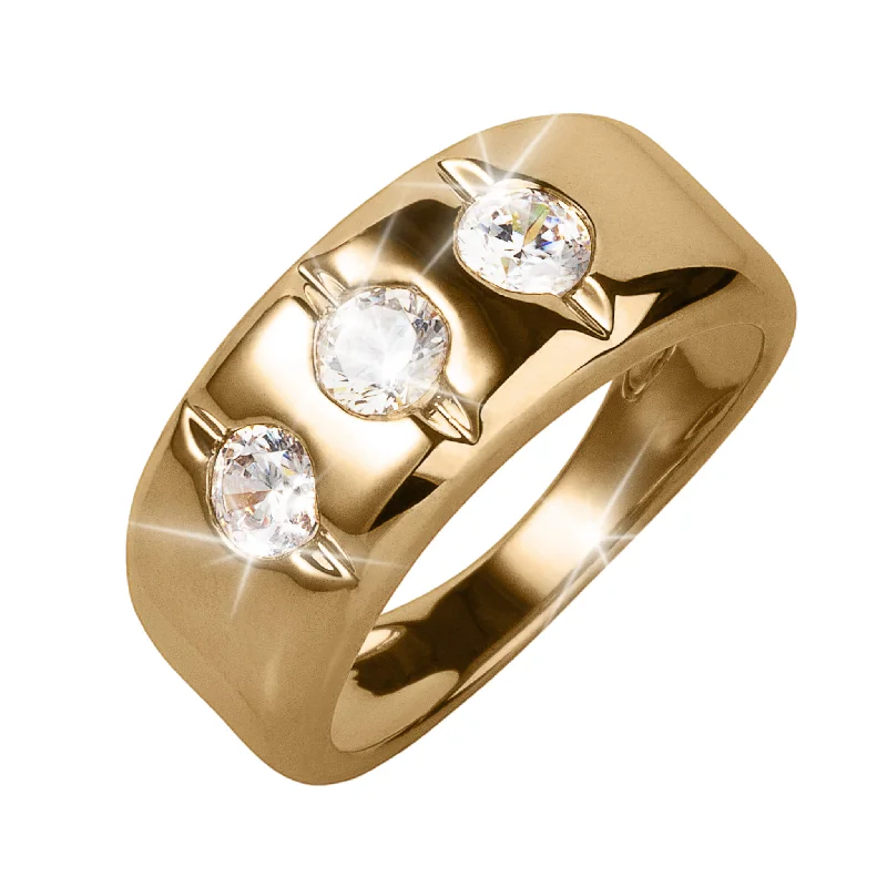 women's vintage gold rings-Major Trio Men's Ring