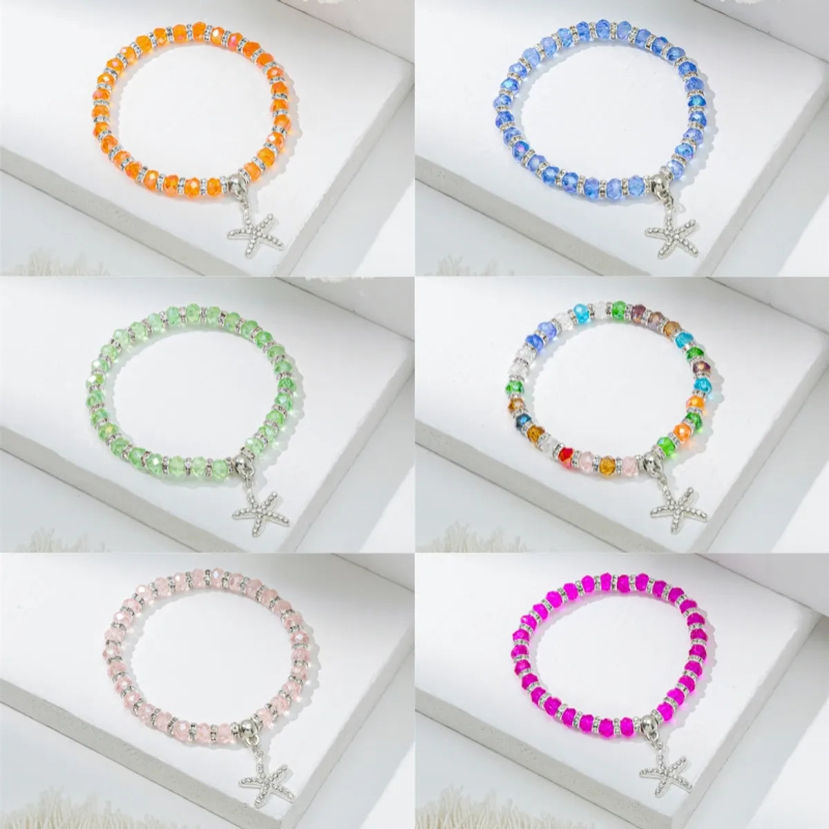 women's classic bracelets-Cute Lady Sweet Round Starfish Artificial Crystal Glass Inlay Rhinestones Women'S Bracelets