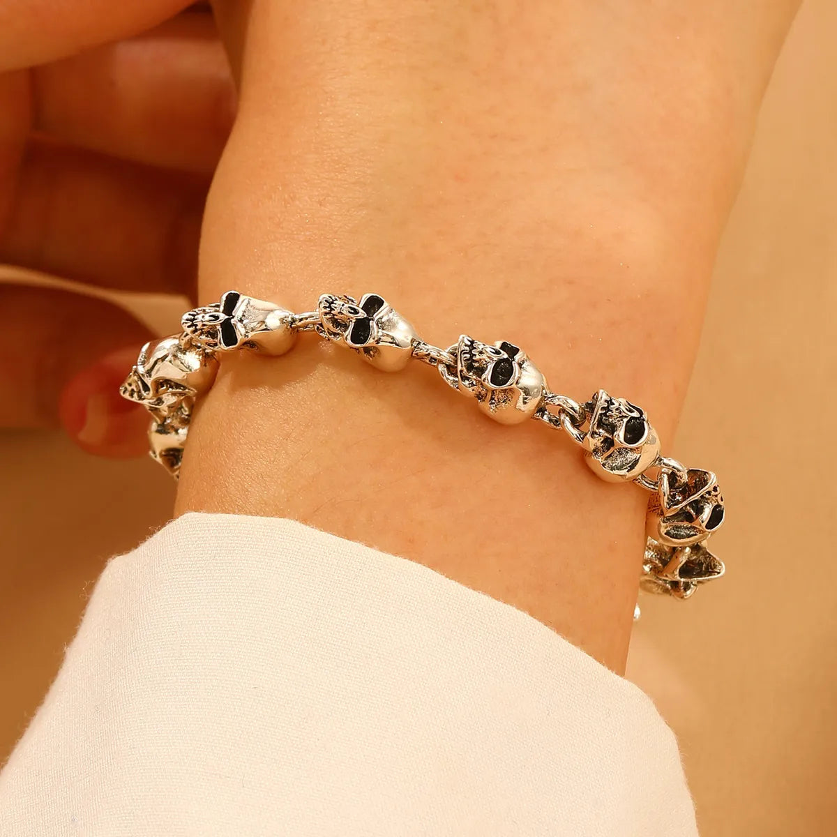 women's animal print bracelets-Hip-Hop Skull Alloy Wholesale Bracelets