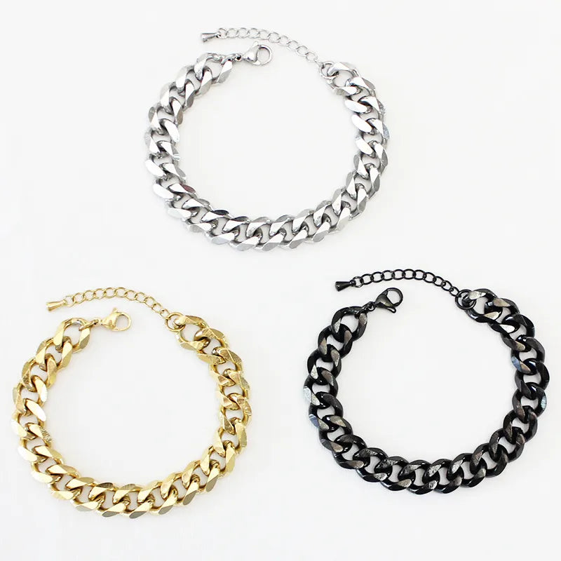 women's contemporary bracelets-Hip-Hop Solid Color Stainless Steel Plating Gold Plated Unisex Bracelets