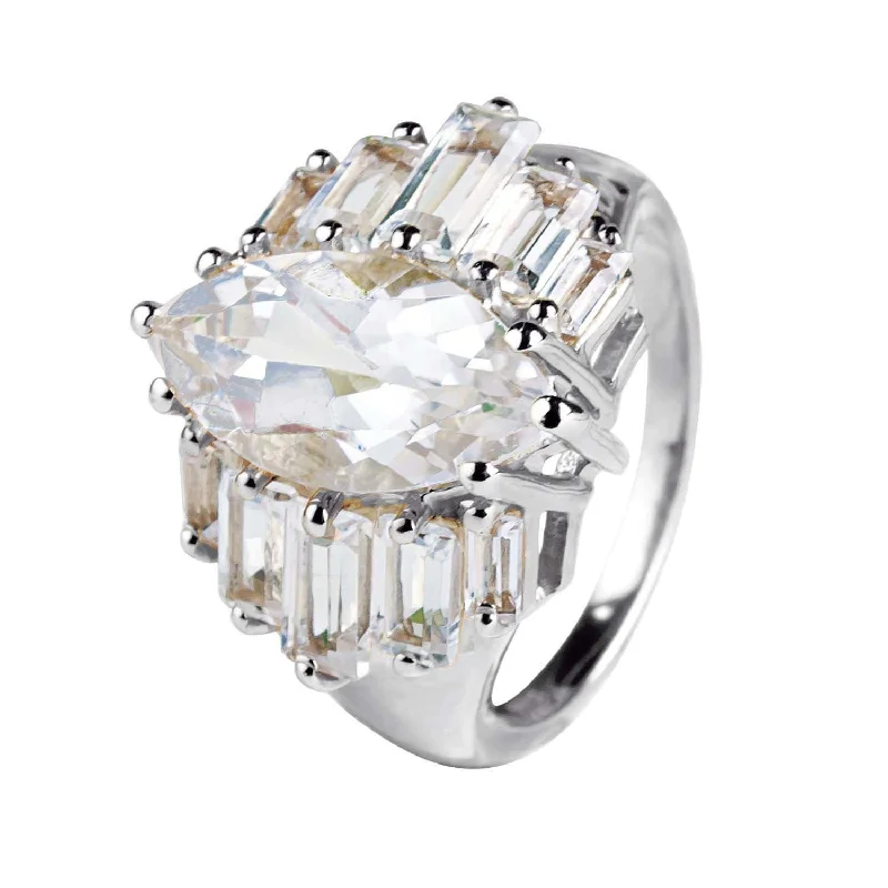 women's statement rings-Venus Rhodium Ring