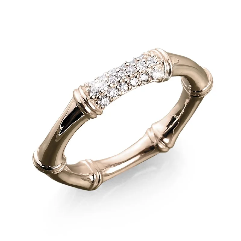 women's wedding band rings-Bamboo Rose Gold Ring