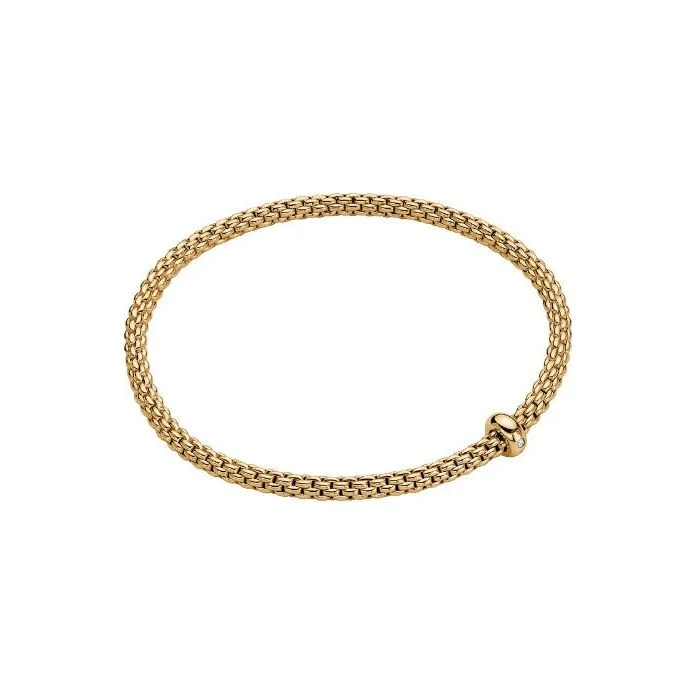 women's birthstone bangles-FOPE 18K Gold Prima Single Diamond Flex'It Bracelet