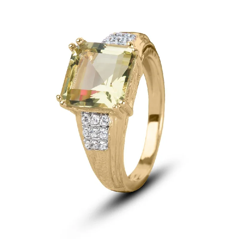 women's halo rings-Lemon Quartz Solitaire Ring