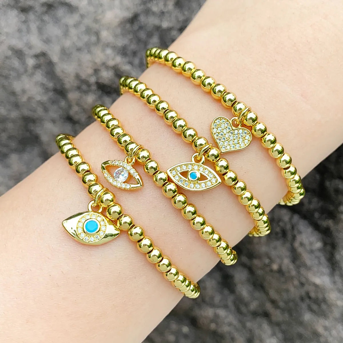 women's friendship bangle bracelets-Ig Style Hip-Hop Fashion Devil'S Eye Copper Beaded Plating Inlay Zircon Bracelets