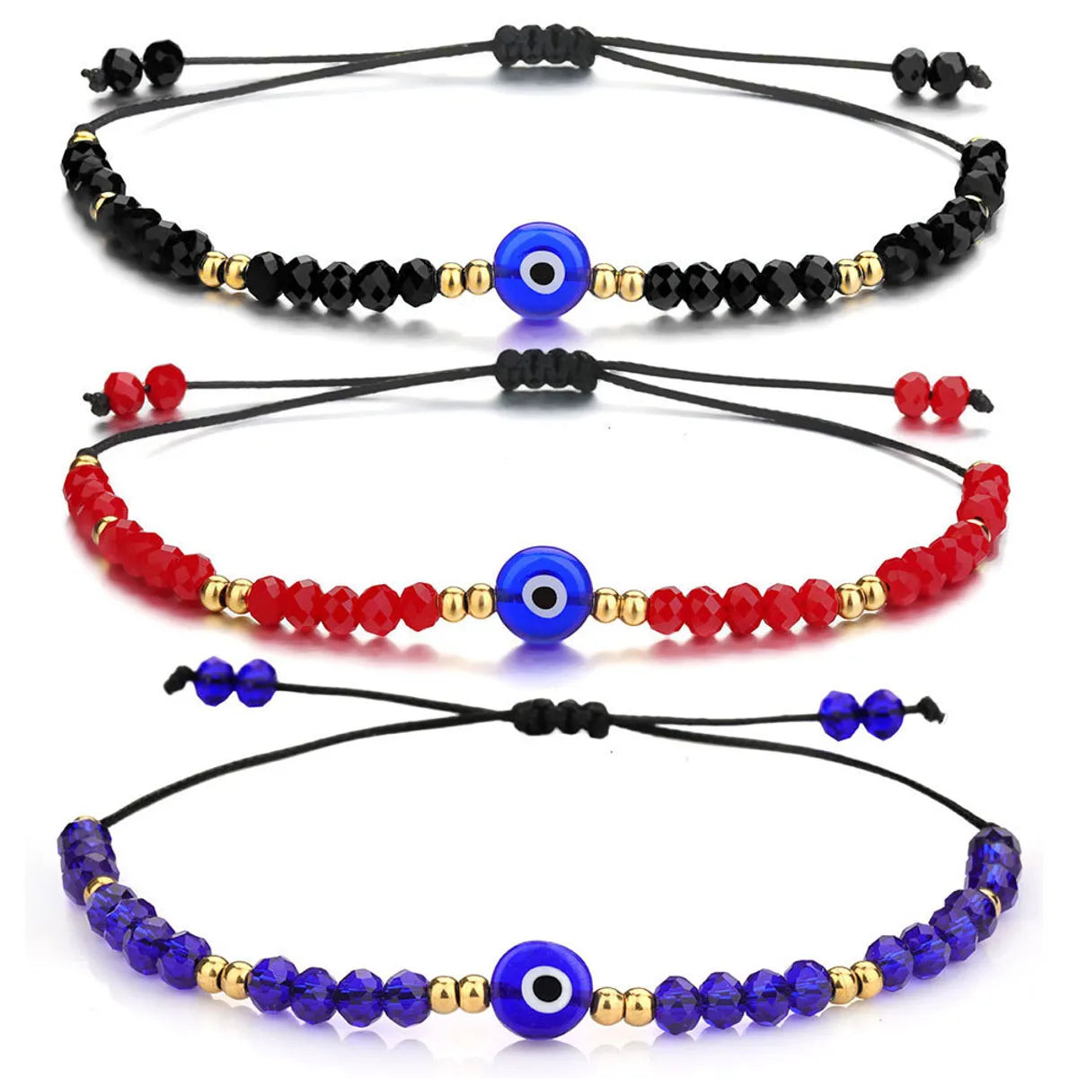 women's wide cuff bracelets-Fashion Eye Stainless Steel Glass Beaded Women'S Bracelets 1 Piece