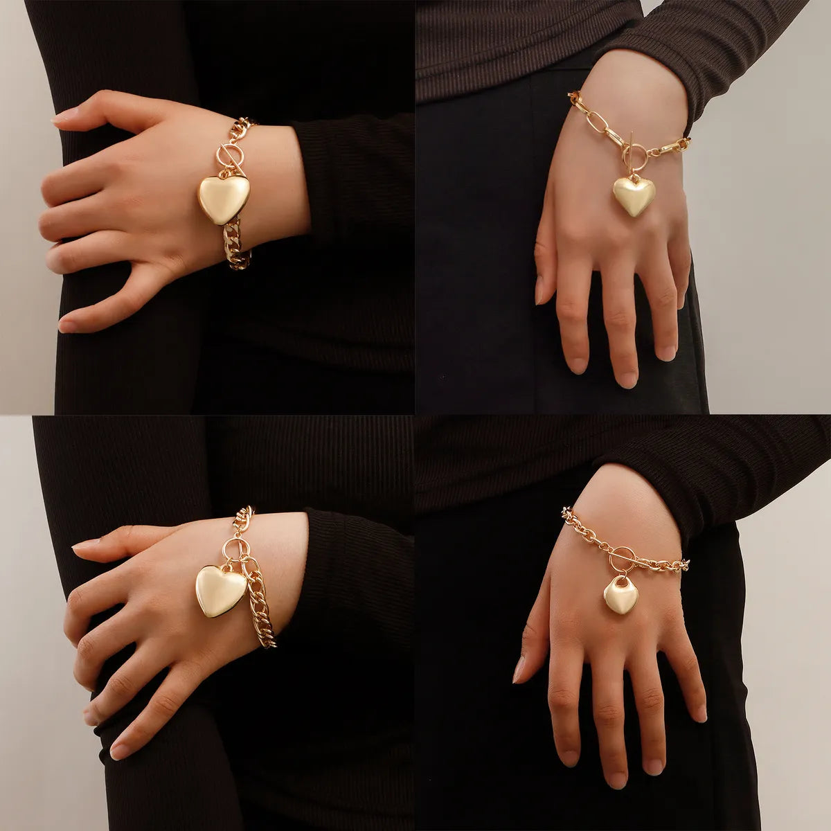 women's gemstone bangles-Casual Sweet Heart Shape Alloy Plating Women'S Bracelets