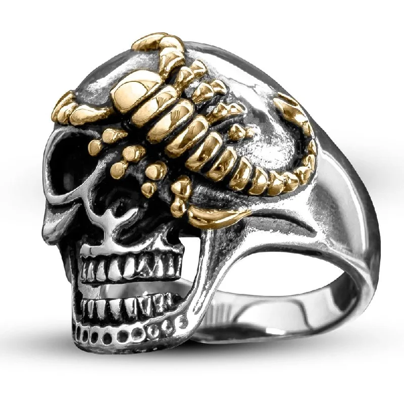 women's silver stacking rings-Wild Skull Ring